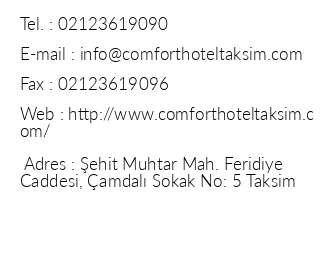 Comfort Hotel Taksim iletiim bilgileri